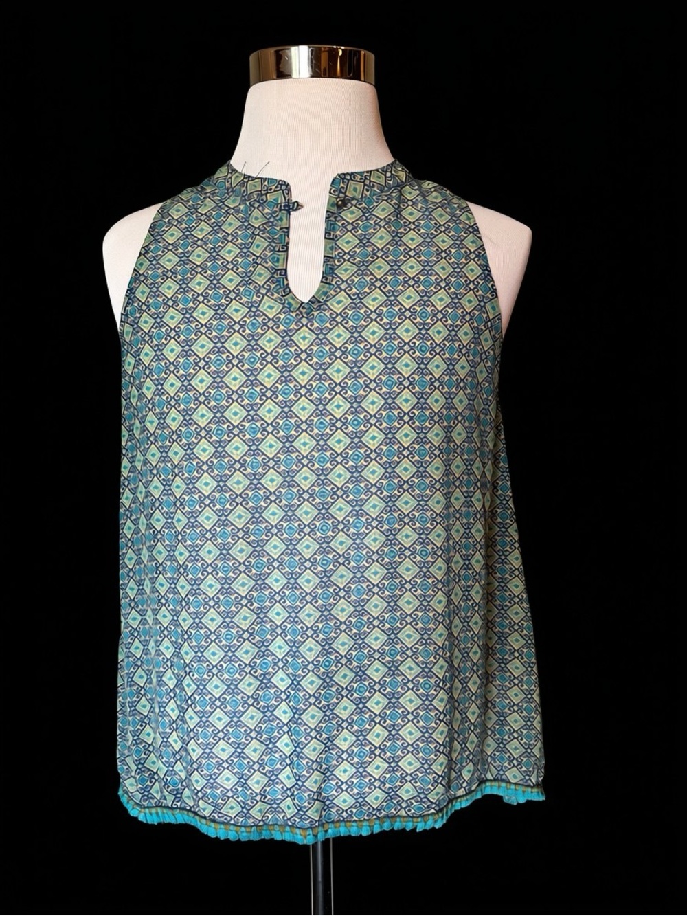 ivy jane Blue Green Geometric Keyhole Tunic